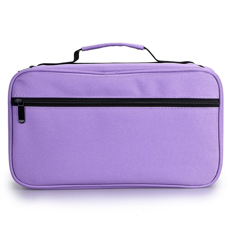 BTSKY Art Marker Carrying Case Lipstick Organizer-60 Slots Canvas Zippered Storage for Touch Spectrum Noir Paint Sharpie Markers, Empty Wallet Only (Purple) - Image 3